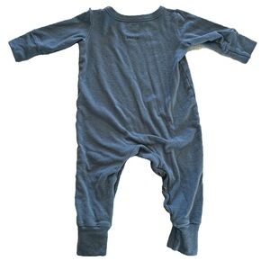 Nui organics organic merino wool blue one piece button base layer outfit 12-18m